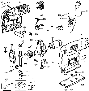 Exploded Diagram A Diagram and Parts List for 22166 Type 1 DeVilbiss Jig Saw