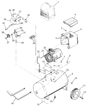 Default Diagram and Parts List for IRF412 Type 0 DeVilbiss Compressor
