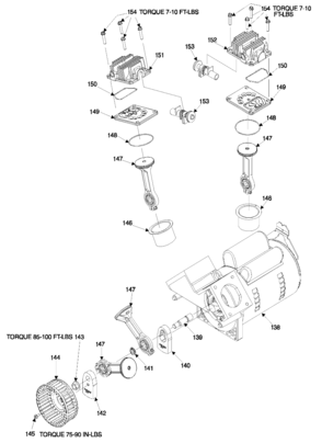 PUMP Diagram and Parts List for 4UP74 Type 1 DeVilbiss Compressor