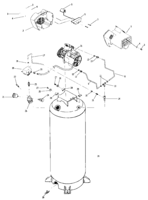 Default Diagram and Parts List for FTV560V Type 0 DeVilbiss Compressor