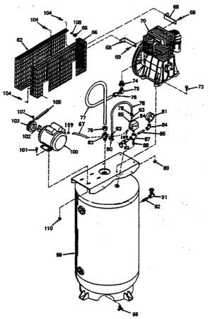 Default Diagram and Parts List for IR5A80V1D Type 0 DeVilbiss Compressor