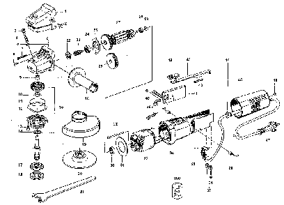 Exploded Diagram A Diagram and Parts List for L1506VR Type 1 DeVilbiss Angle Grinder