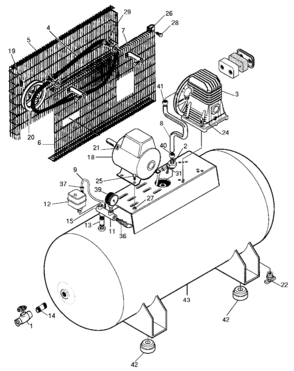 Default Diagram and Parts List for LK580H2 Type 1 DeVilbiss Compressor