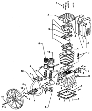 PUMP Diagram and Parts List for RAC5K80V1D Type 0 DeVilbiss Compressor