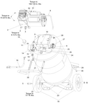 Default Diagram and Parts List for PAFBC6025VP Type 0 DeVilbiss Compressor