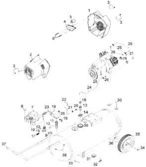Default Diagram and Parts List for IRFTV630 Type 1 DeVilbiss Compressor
