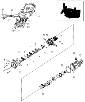 PUMP Diagram and Parts List for EXPH2225-HD Type 0 DeVilbiss Pressure Washer