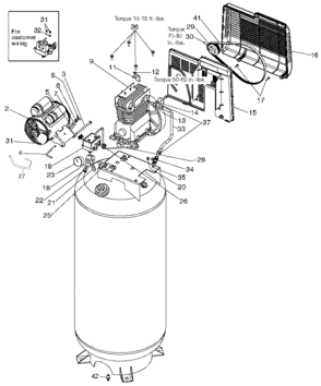 Default Diagram and Parts List for EXLC7060V Type 0 DeVilbiss Compressor
