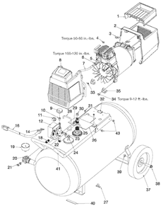 Page A Diagram and Parts List for ACBF630 Type 1 DeVilbiss Compressor