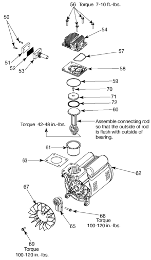 PUMP Diagram and Parts List for PAFBC6025VP Type 0 DeVilbiss Compressor
