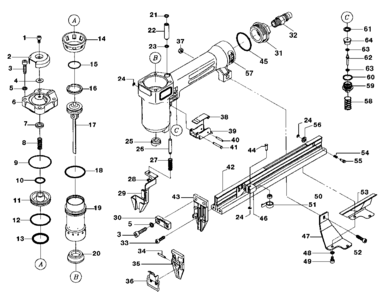 Default Diagram and Parts List for SNC1002X4 Type 0 DeVilbiss Nailer