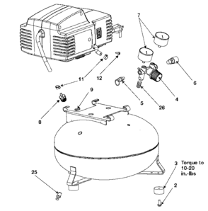 Default Diagram and Parts List for 4YD76 Type 4 DeVilbiss Compressor