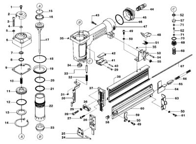 Default Diagram and Parts List for NB2002X4 Type 0 DeVilbiss Nailer