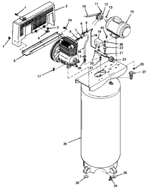 Default Diagram and Parts List for AFL560V Type 1 DeVilbiss Compressor
