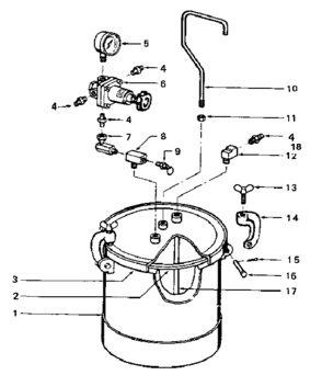 Default Diagram and Parts List for AC250 Type 1 DeVilbiss Paint Sprayer
