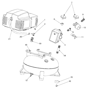 Default Diagram and Parts List for PAFAC2040 Type 0 DeVilbiss Compressor