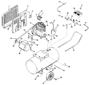 Default Diagram and Parts List for IR5E30AD Type 1 DeVilbiss Compressor