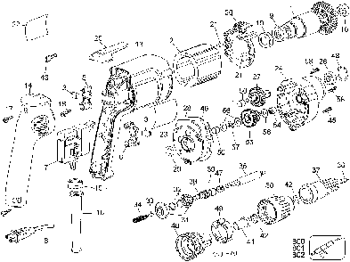 Exploded Diagram A Diagram and Parts List for 22658 Type 1 DeVilbiss Screwdriver