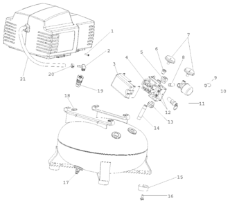 Default Diagram and Parts List for PFA2X4 Type 0 DeVilbiss Compressor