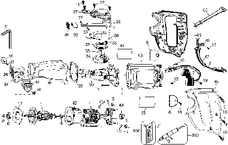 Exploded Diagram A Diagram and Parts List for 23108 Type 1 DeVilbiss Reciprocating Saw