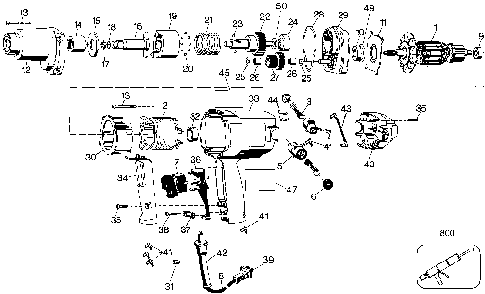 Exploded Diagram A Diagram and Parts List for 22657 Type 1 DeVilbiss Wrench