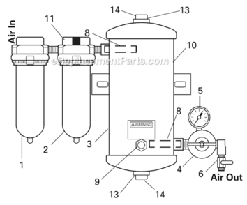Page A Diagram and Parts List for DAD-500  DeVilbiss Compressor