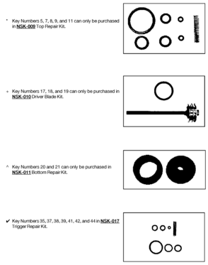 REPAIR KITS Diagram and Parts List for SFN6 Type 0 DeVilbiss Nailer