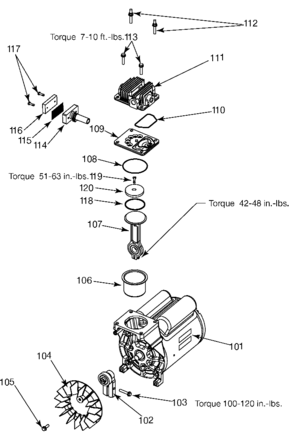 PUMP Diagram and Parts List for 4UP72 Type 1 DeVilbiss Compressor
