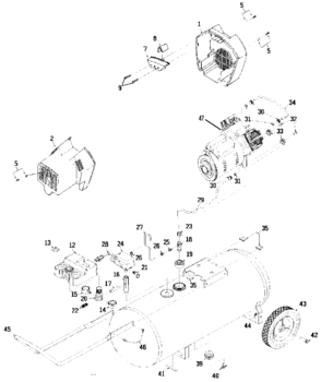 Default Diagram and Parts List for FTV530 Type 1 DeVilbiss Compressor