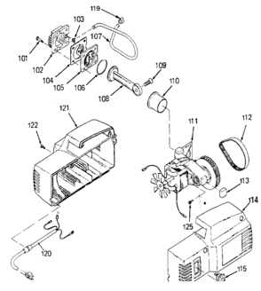 PUMP Diagram and Parts List for EXFAC24 Type 0 DeVilbiss Compressor