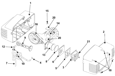 PUMP Diagram and Parts List for PAFAC752 Type 3 DeVilbiss Compressor