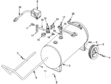 Default Diagram and Parts List for FAC28 Type 0 DeVilbiss Compressor