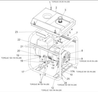 Part Location Diagram of Z-D25704 DeVilbiss Assembly Frame Gen Blue