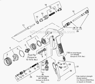 Page A Diagram and Parts List for EXL-520P  DeVilbiss Paint Sprayer