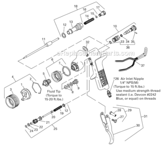 Page A Diagram and Parts List for EXL-620G  DeVilbiss Paint Sprayer