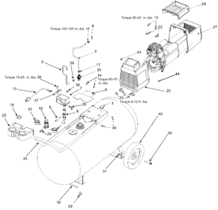 Default Diagram and Parts List for F5030 Type 1 DeVilbiss Compressor