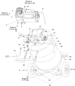 Page A Diagram and Parts List for FB5020VP Type 1 DeVilbiss Compressor