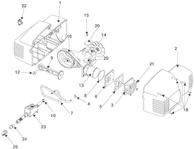 Page A Diagram and Parts List for HFAC100 Type 0 DeVilbiss Compressor