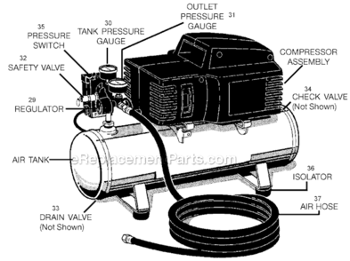 Page B Diagram and Parts List for HFAC153 Type 0 DeVilbiss Compressor