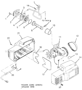Page A Diagram and Parts List for HFAC153 Type 1 DeVilbiss Compressor