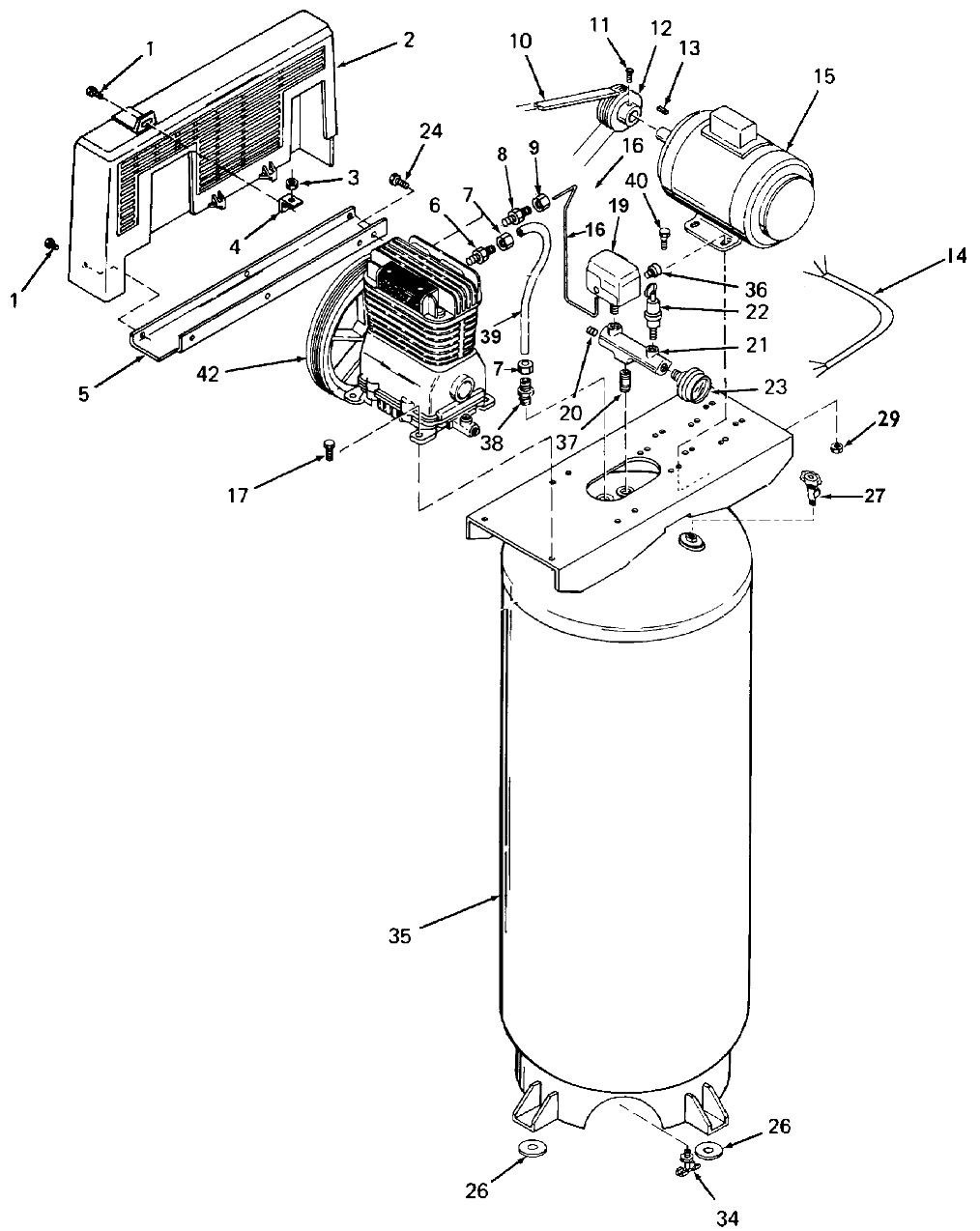 Default Diagram and Parts List for AFL660V Type 0 DeVilbiss Compressor