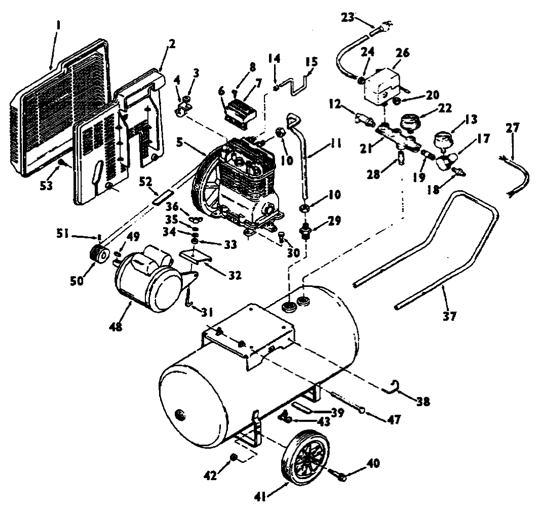 Default Diagram and Parts List for AFL320 Type 0 DeVilbiss Compressor
