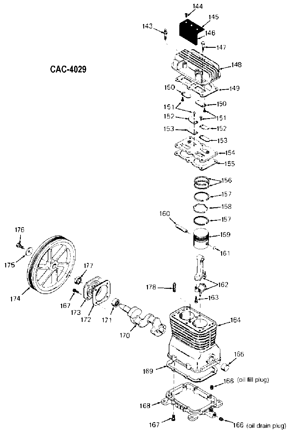 Exploded Diagram A Diagram and Parts List for L520 Type 2 DeVilbiss Compressor