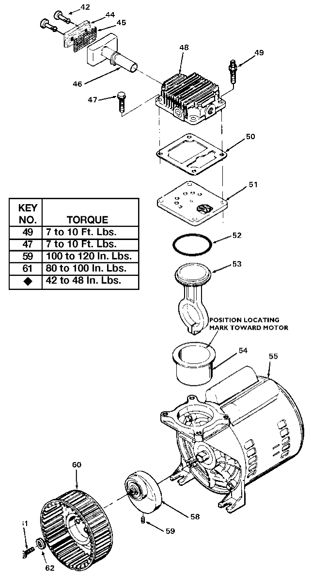 PUMP Diagram and Parts List for F2512 Type 2 DeVilbiss Compressor
