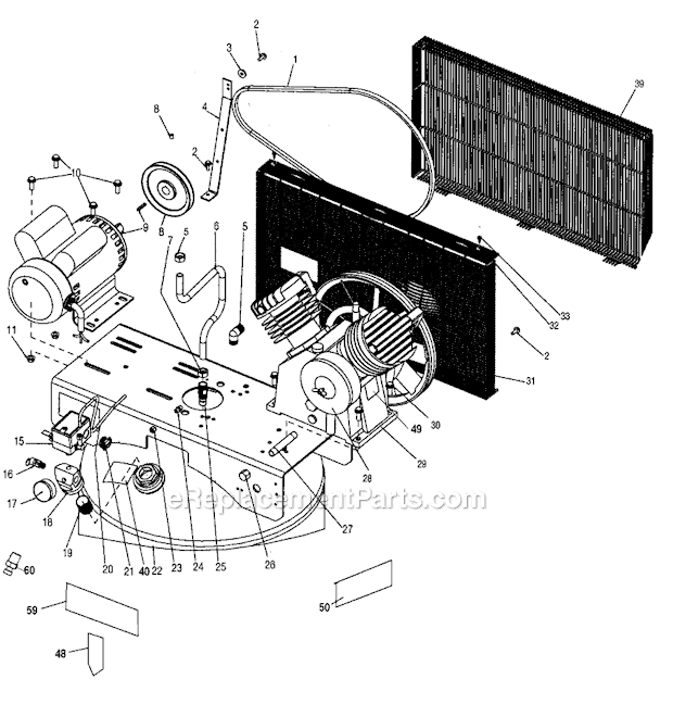 Page A Diagram and Parts List for E7540 Type 0 DeVilbiss Compressor