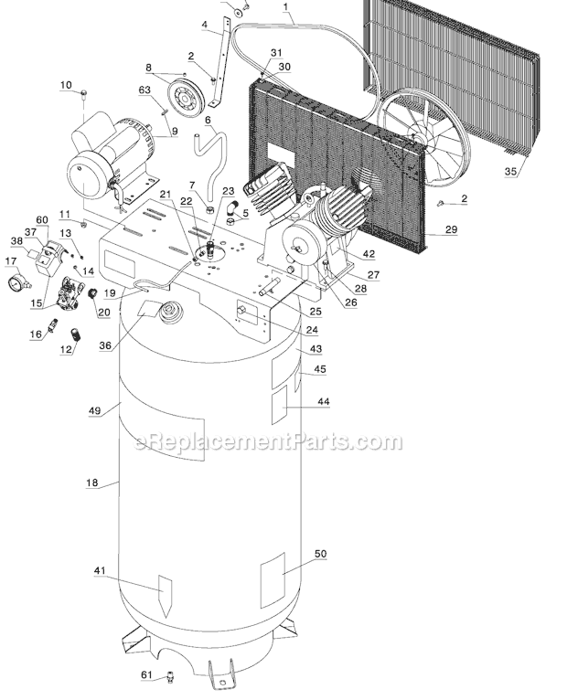 Page A Diagram and Parts List for E7540 Type 2 DeVilbiss Compressor