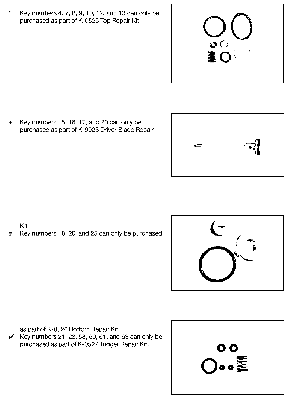 REPAIR KITS Diagram and Parts List for SNC1002X4 Type 0 DeVilbiss Nailer