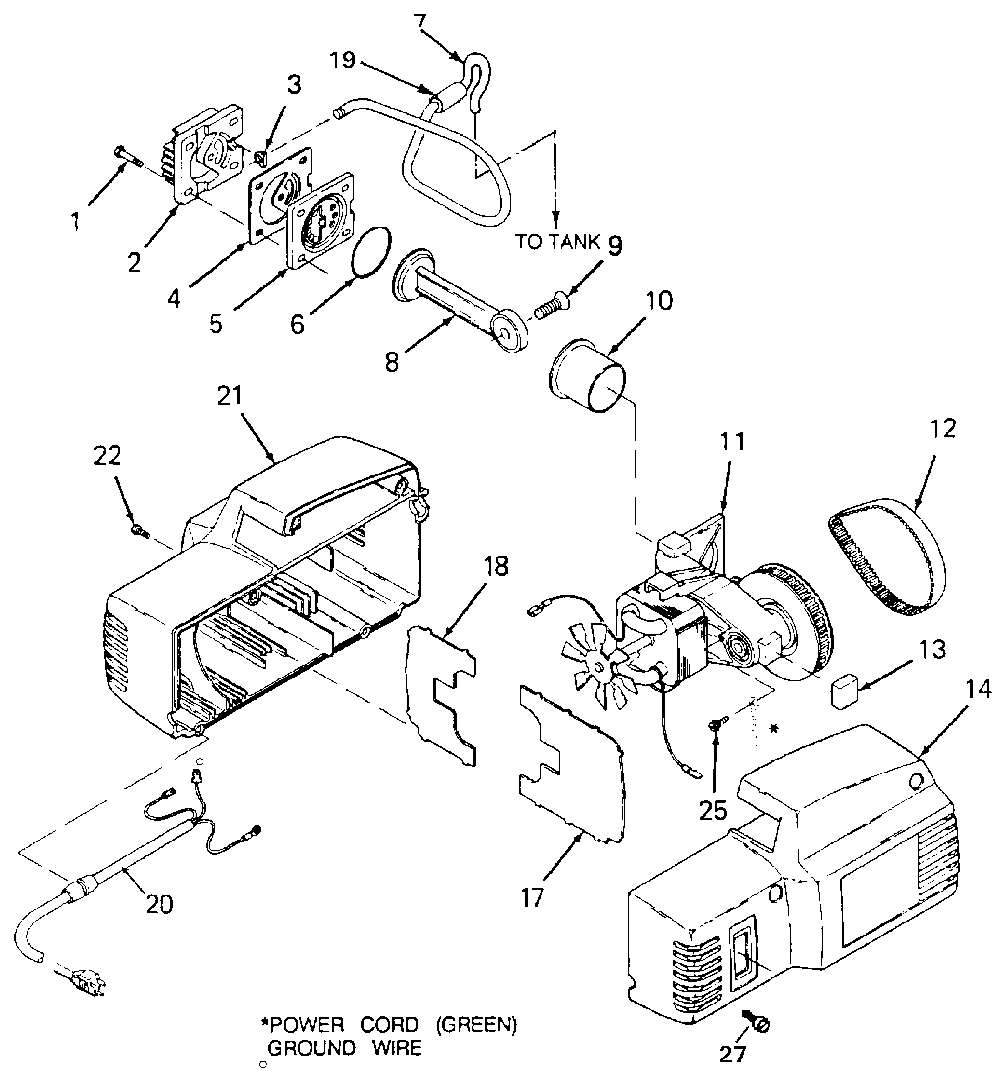 Exploded Diagram A Diagram and Parts List for DFA153 Type 0 DeVilbiss Compressor