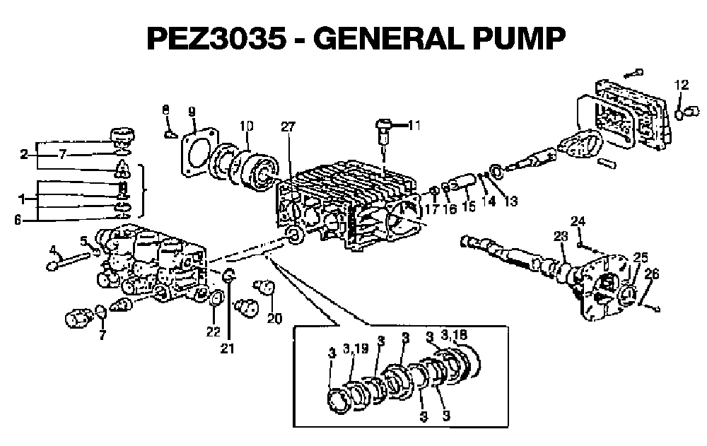 Exploded Diagram B Diagram and Parts List for WGC3035 0-Pump, General DeVilbiss Pressure Washer