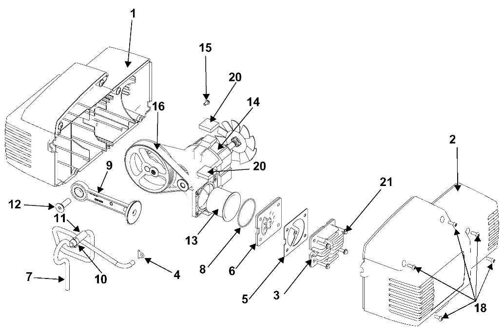 PUMP Diagram and Parts List for PAFAC752 Type 3 DeVilbiss Compressor